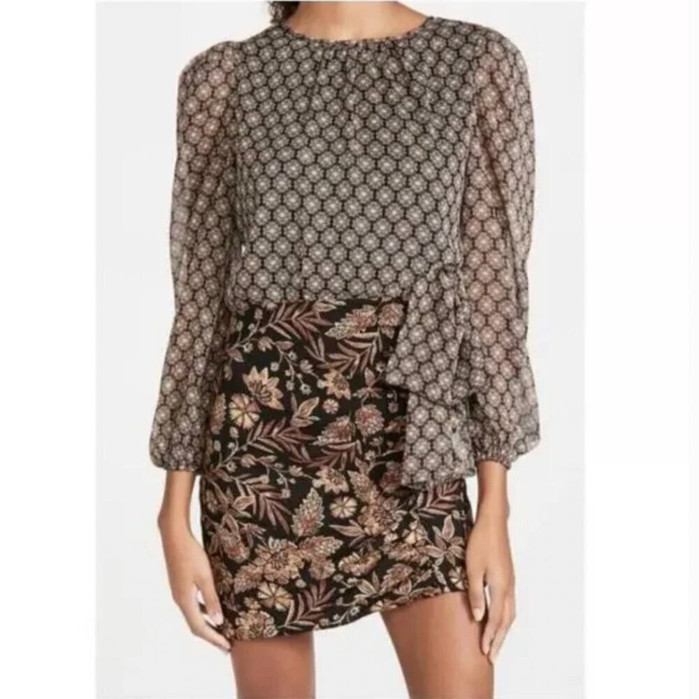 MISA Los Angeles Amber Metallic Multi-print Floral Mini Dress